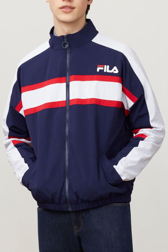 Fila Carter Woven Navy/White/Red Jacket Mens - NZ 85719-ERPN